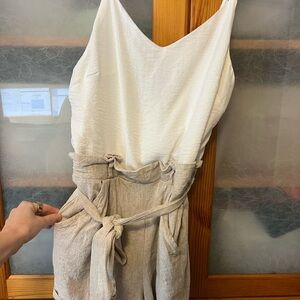 Daytrip White and Tan Jumpsuit